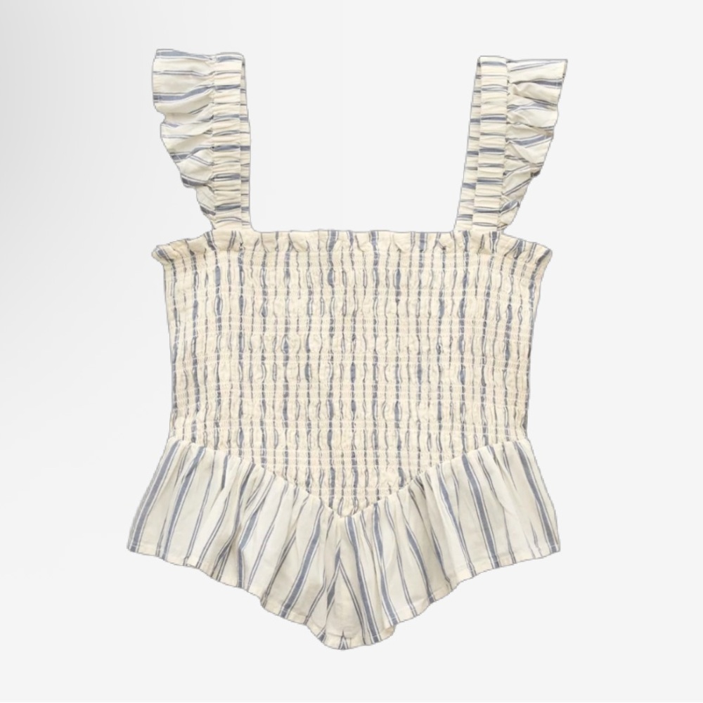 American Eagle Outfitters Striped Ruffle Crop Top